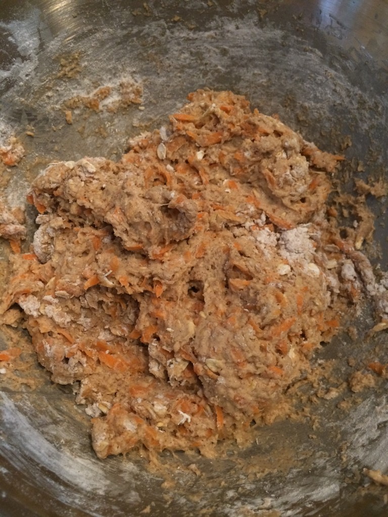 Mix together as well as you can, it's a bit dry but that's fine