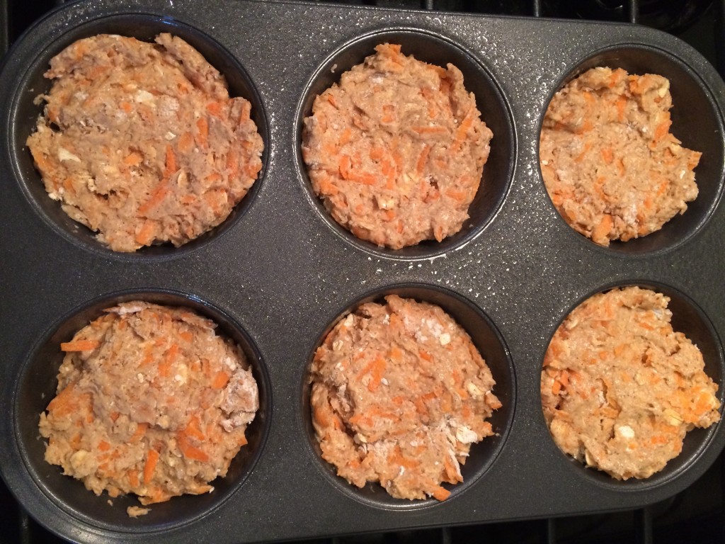 Spoon into muffin tin and into the oven!